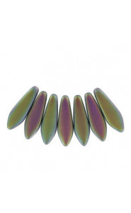 Czech Glass Daggers beads 5x16mm Crystal vitrail full matted 00030-28170